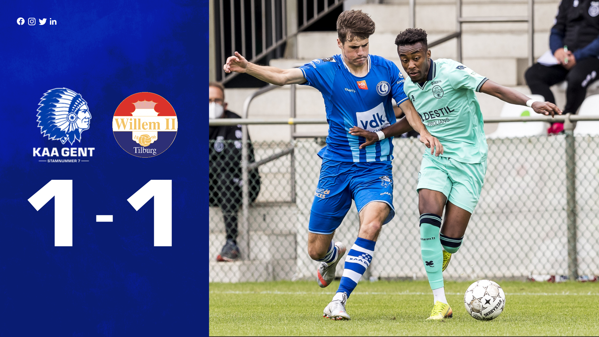 KAA Gent speelt gelijk tegen Willem II